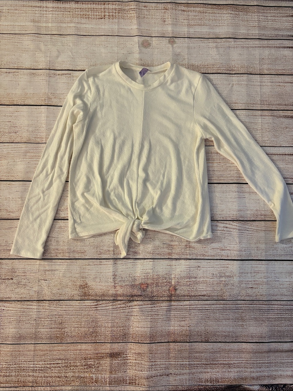 Alya Cream Long-Sleeve Tie-Front Top